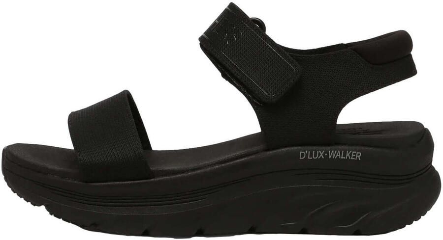 Skechers Zwarte Plateau Velcro Platte Sandalen Black Dames - Foto 7