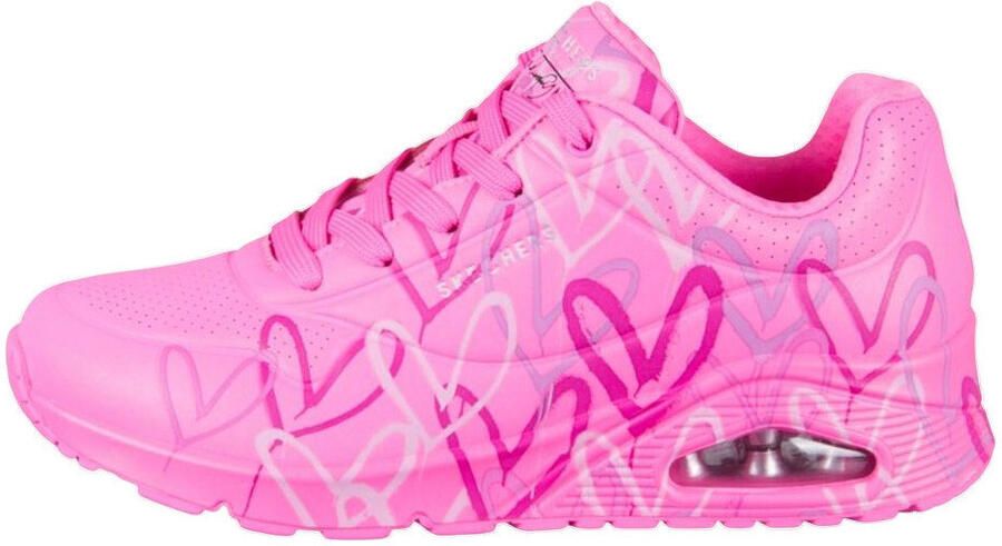 Skechers Sneakers met sleehak UNO-SPREAD THE LOVE Vrijetijdsschoen lage schoen veterschoen met coole graffiti-print - Foto 4