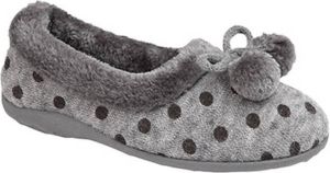 Sleepers Dames dames Marge Extra Comfort Geheugenschuim Pom-Pom Polka Dot Manchet Slippers (Grijs)