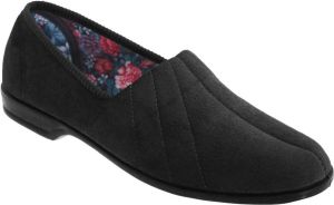 Sleepers Dames dames Audrey III Roll Top Velours Slippers (Zwart)