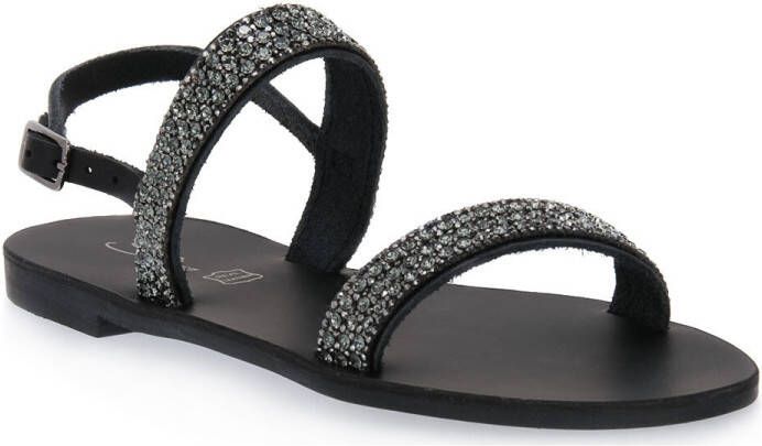 S.piero Platte sandalen BLACK TR SOLE