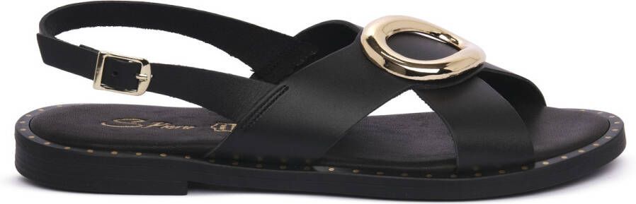 S.piero Platte sandalen BLK LEATHER