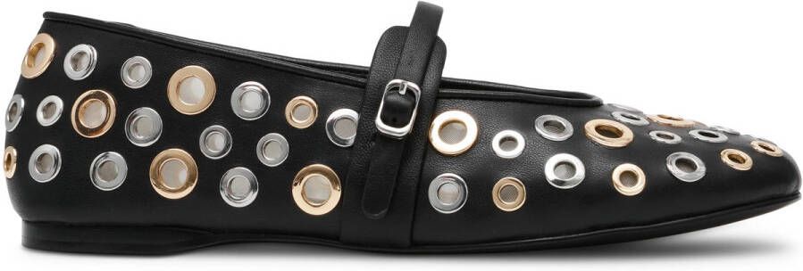 Steve Madden ballerina's met eyelets zwart zilver goud - Foto 4