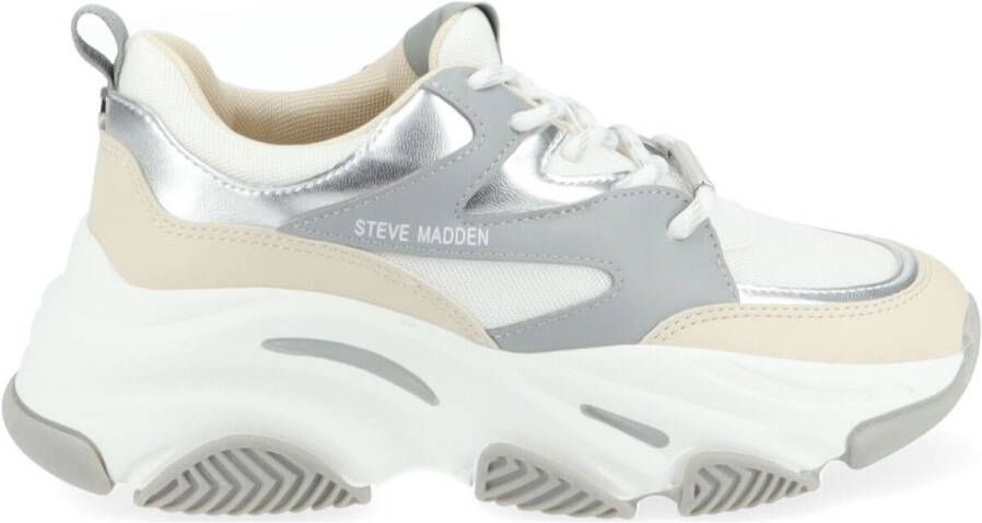 Steve Madden Progressive chunky leren sneakers zilver wit - Foto 5
