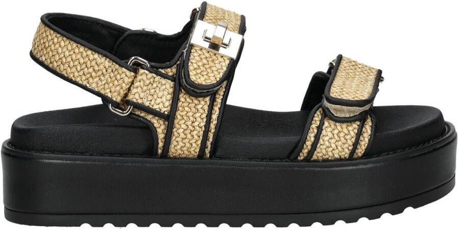 Steve Madden Bigmona raffia sandalen beige zwart - Foto 3