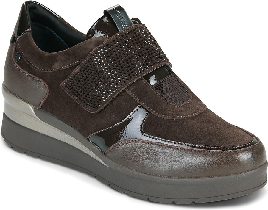 Stonefly Lage Sneakers 224211 Cream Patent Strass Coffe