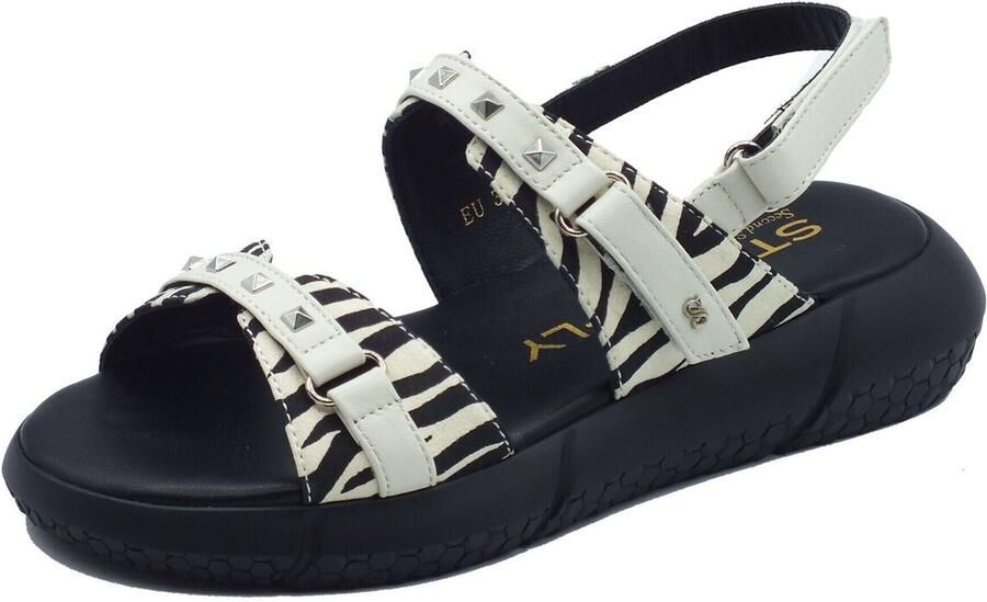 Stonefly Sandalen met sleehak 223706 Zoe Print Nap Black