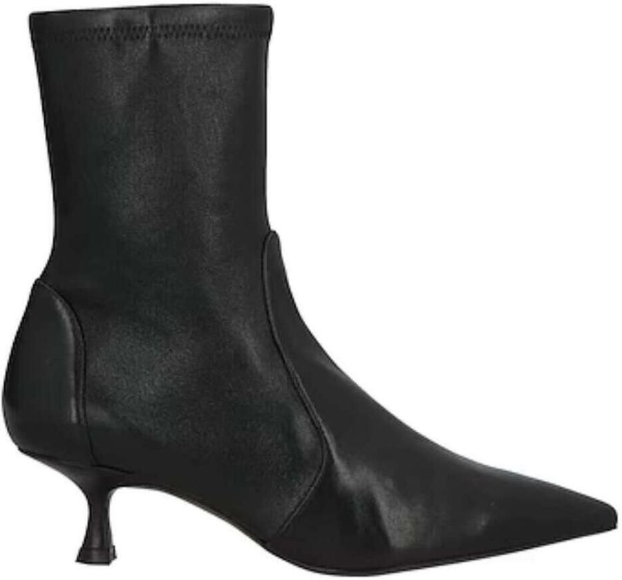 Stuart Weitzman Zwarte Leren Kitten Heel Laarzen