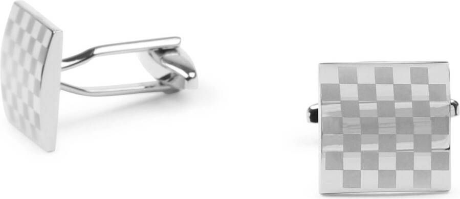 Suitable Schoenaccessoires Manchetknoop Vierkant Geruit Zilver