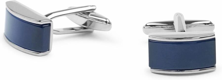 Suitable Schoenaccessoires Manchetknoop Rechthoek Blauw Zilver