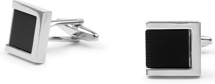 Suitable Schoenaccessoires Manchetknoop Vierkant Zilver Zwart