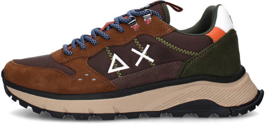 Sun68 Bruine Suède Sneakers met Groene Details - Foto 2