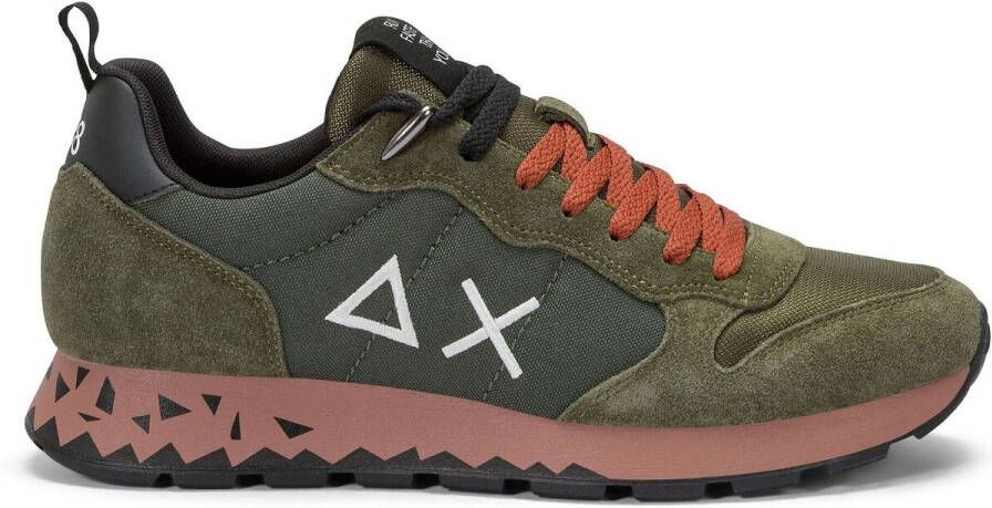 Sun68 Sneakers van suède en militaire stof