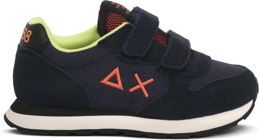 Sun68 Navy Blue Boy's Tom Fluo Nylon Sneaker Blauw
