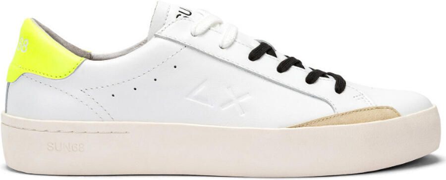 Sun68 Street Leather Tennis Sneakers Wit Geel White Heren - Foto 4