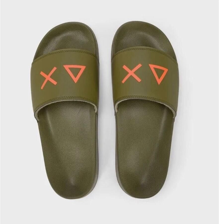 Sun 68 Heren Badslipper Slippers Logo 19 Militare Kaki - Foto 4