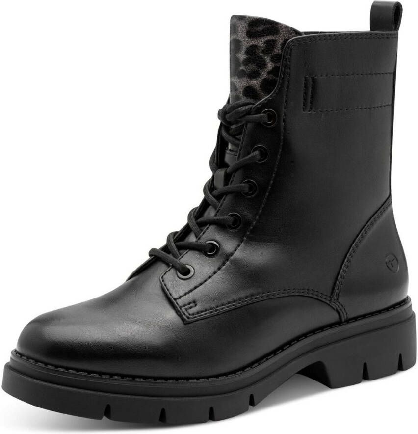 Tamaris dames veterboots met luipaardprint zwart - Foto 2
