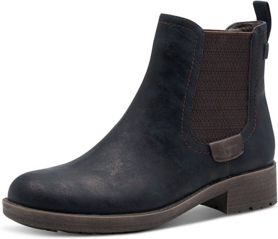 Tamaris Chelsea-boots blokhak enkellaarsjes instapschoen in used look