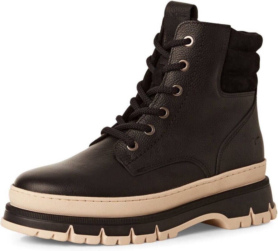 Tamaris dames lace-up leren enkellaars 1-25200-45-003 Laarzen Zwart