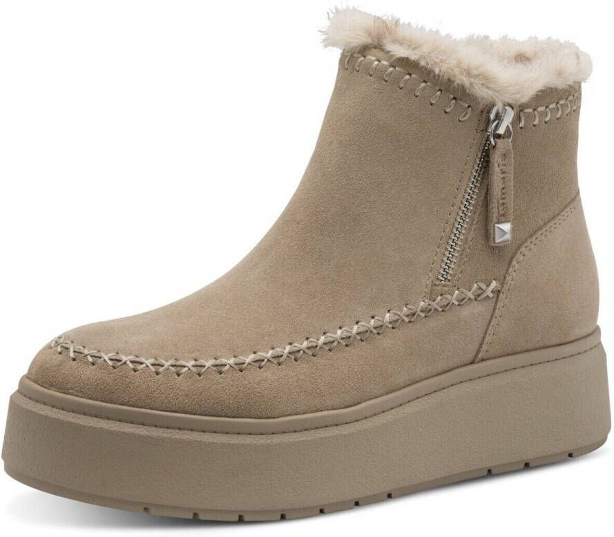 Tamaris dames leren enkellaars warme voering plateauzool 1-2644245-45 375 bruin