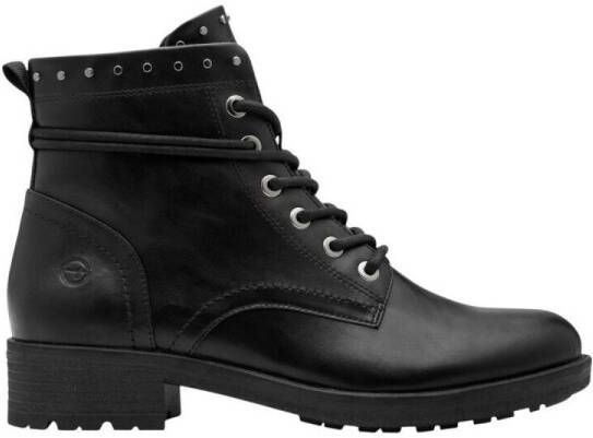 Tamaris Veterlaarsjes blokhak veterboots bezet met studs op de schachtrand - Foto 3