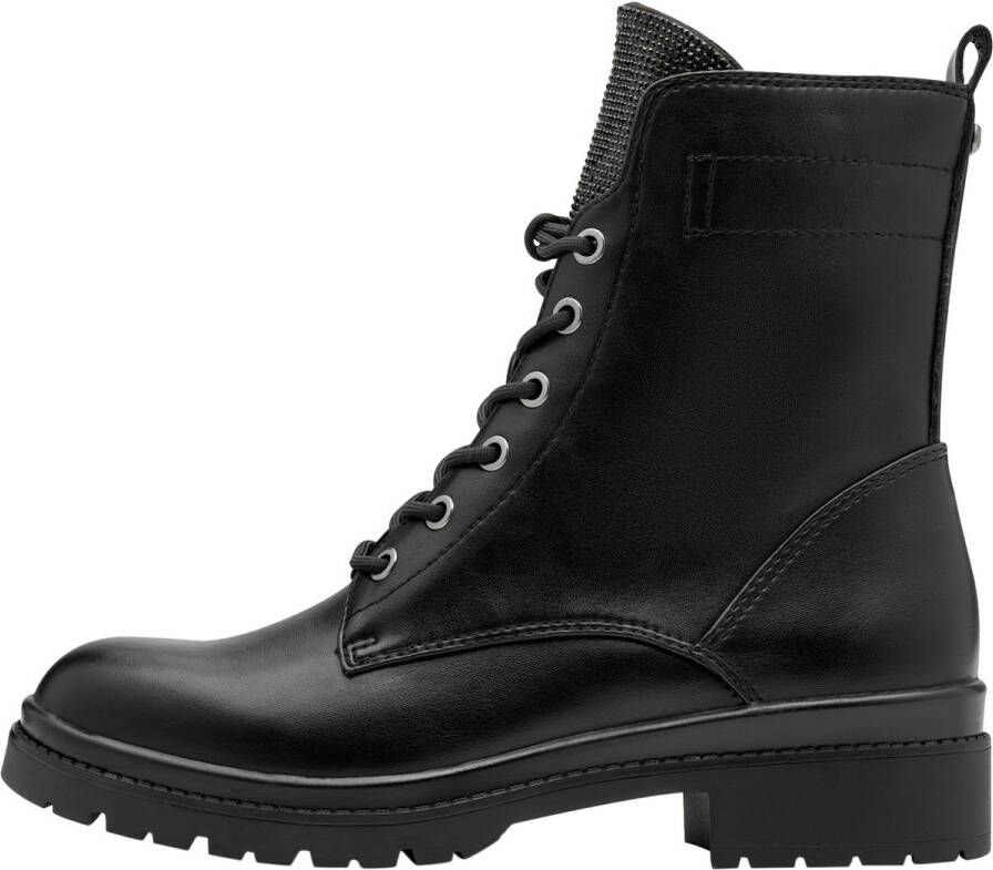 Tamaris Veterlaarsjes blokhak veterboots schoentong bezet met sierstenen - Foto 4