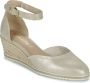 Tamaris Gouden Champagne Leren Espadrille met Klittenband Yellow Dames - Thumbnail 4
