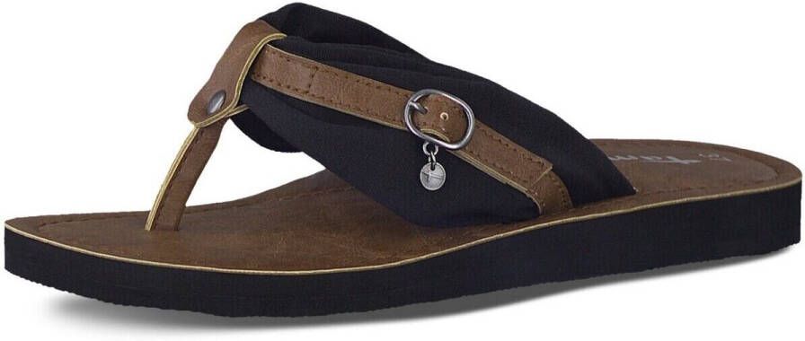 Tamaris Teenslippers Avril zomerschoenen flats slippers met t-logo hanger
