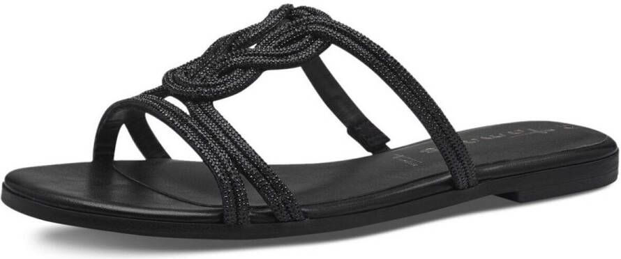 Tamaris Slippers feestdagmode zomerschoen met uitgebreide steentjesversiering