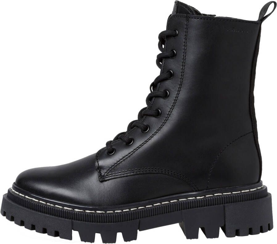 Tamaris Veterlaarsjes blokhak plateau veterschoenen met logo op de schacht - Foto 4