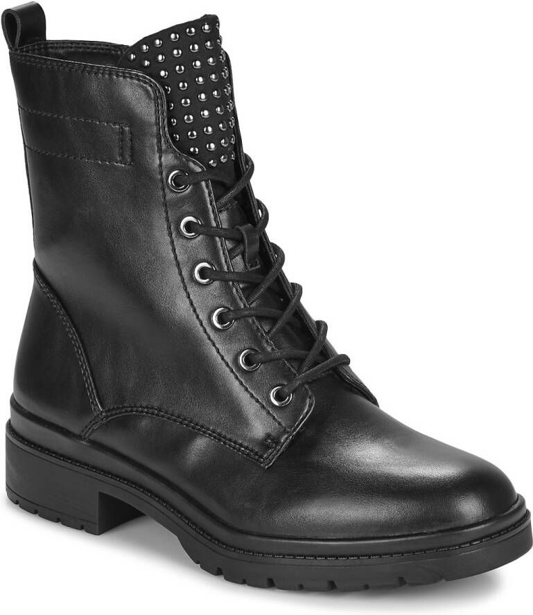 Tamaris Veterlaarsjes blokhak veterschoenen bikerboots bezet met studs - Foto 7