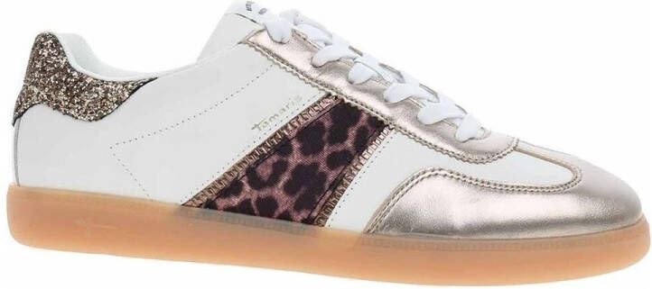 Tamaris Plateausneakers vrijetijdsschoen lage schoen veterschoen met glitter op de hiel - Foto 12