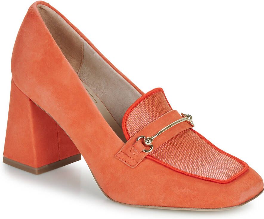 Tamaris Trendy Oranje Suède Pump met Zilveren Detail Orange Dames