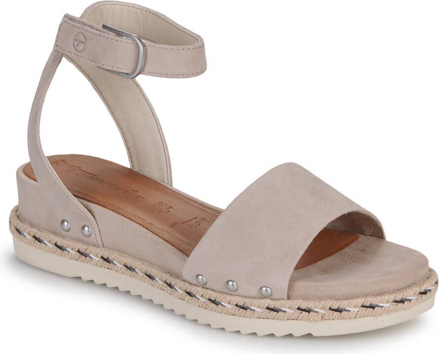 Tamaris Beige leren platte sandalen - Foto 2