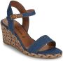 Tamaris Espadrilles met hak blauw Textiel Dames - Thumbnail 3