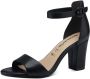 Tamaris Zwarte Leren Hoge Hak Sandalen Black Dames - Thumbnail 3