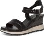 Tamaris Zwarte Leren Zomer Sandaal Black Dames - Thumbnail 4