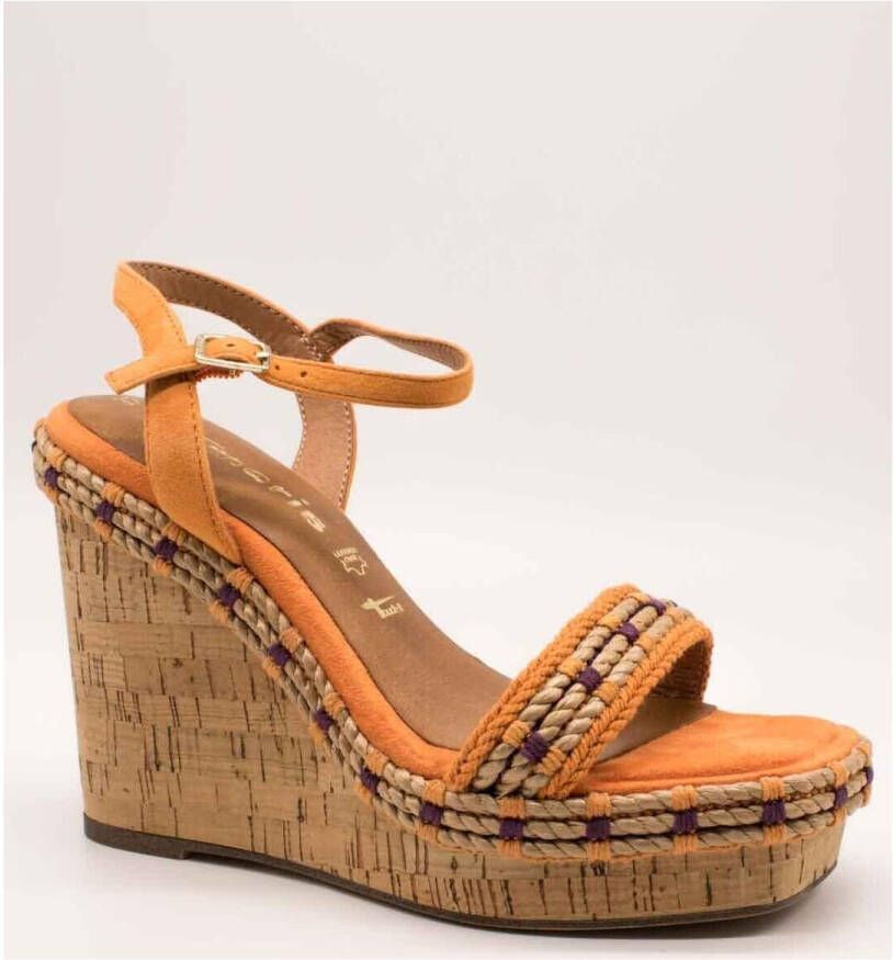 Tamaris Highheel sandaaltjes zomerschoen sandaal wig hak met mooie etno-versiering