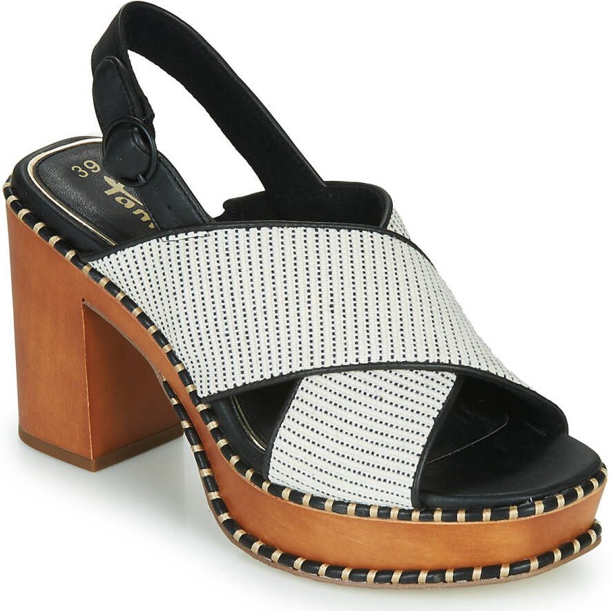 Tamaris Claudie Plateausandaal Dames Wit Zwart