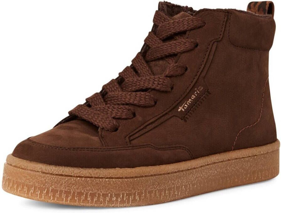 Tamaris dames leren enkellaarsjes 1-25203-45 304 Laarzen Leren gevoerd Mocca - Foto 2