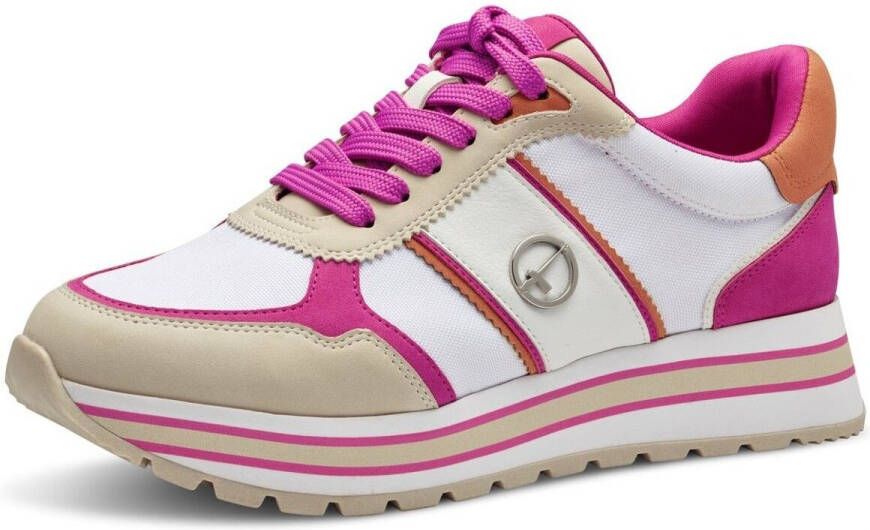 Tamaris Plateausneakers plateau vrijetijdsschoen halfschoen veterschoen in materiaalmix - Foto 6