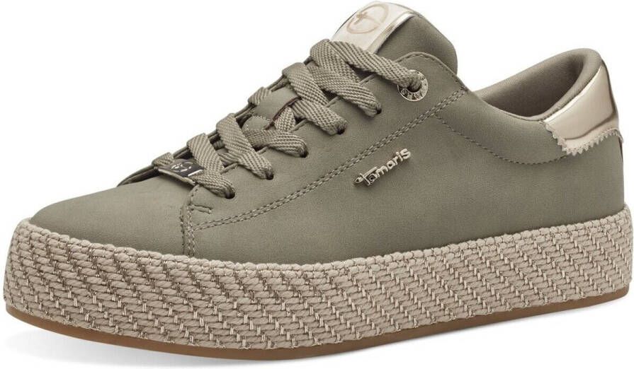 Tamaris Plateausneakers vrijetijdsschoen lage schoen veterschoen met textielkoord aan het plateau