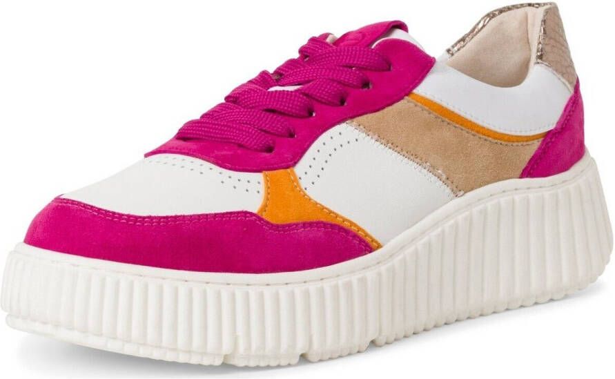 Tamaris Gestreepte Platform Sneakers in Roze Oranje Multicolor Dames - Foto 3