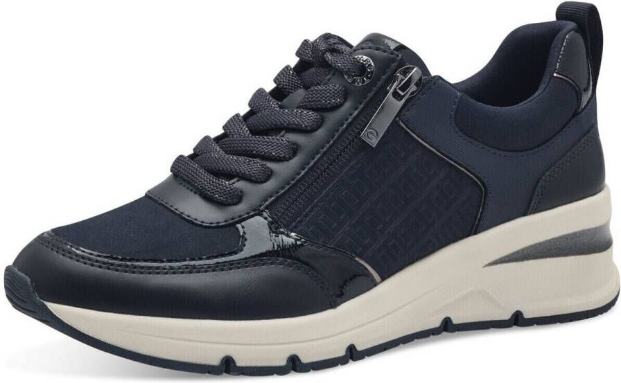 Tamaris Sneakers met sleehak vrijetijdsschoen lage schoen veterschoen met buitenrits - Foto 4