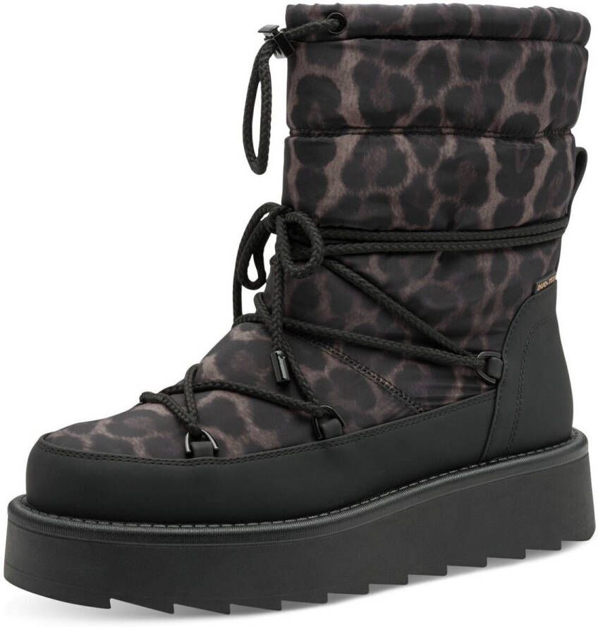 Tamaris dames winter enkellaarsjes 1-26846-45 090 Warm voering Zwart Leopard