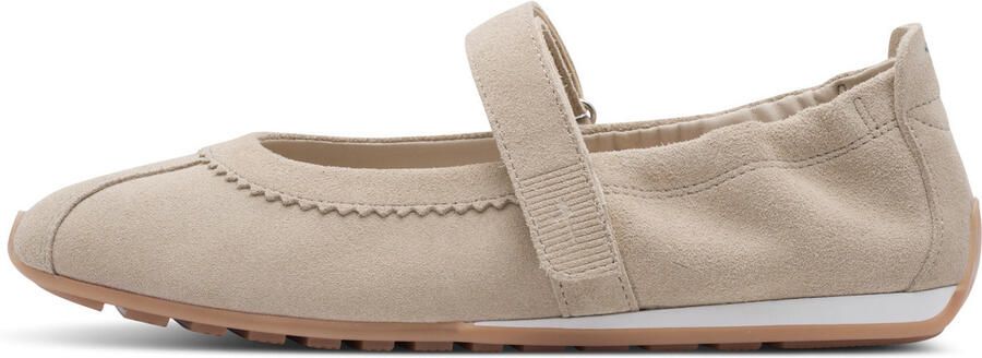 Tamaris dames leren ballerina 1-22145-46-401 damesschoenen met riempje beige