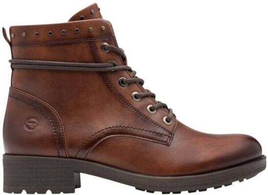 Tamaris Veterlaarsjes blokhak veterboots bezet met studs op de schachtrand - Foto 2