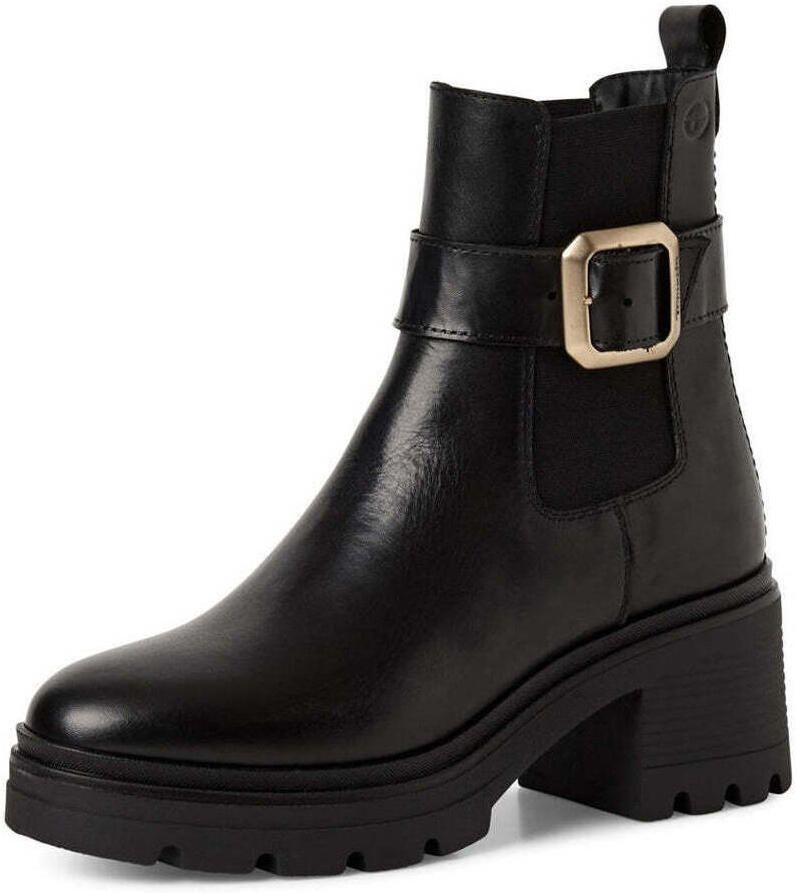 Tamaris dames leren laarzen enkellaarsjes vrouwen 1-25433-45 001 zwart M2543345 - Foto 4