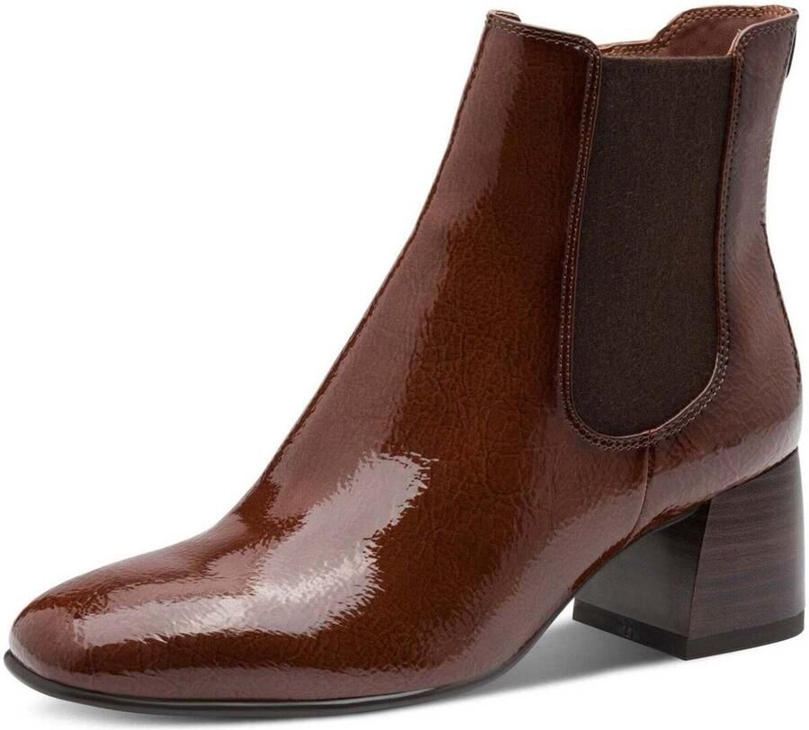 Tamaris Essentials Enkellaarsjes cognac Lak