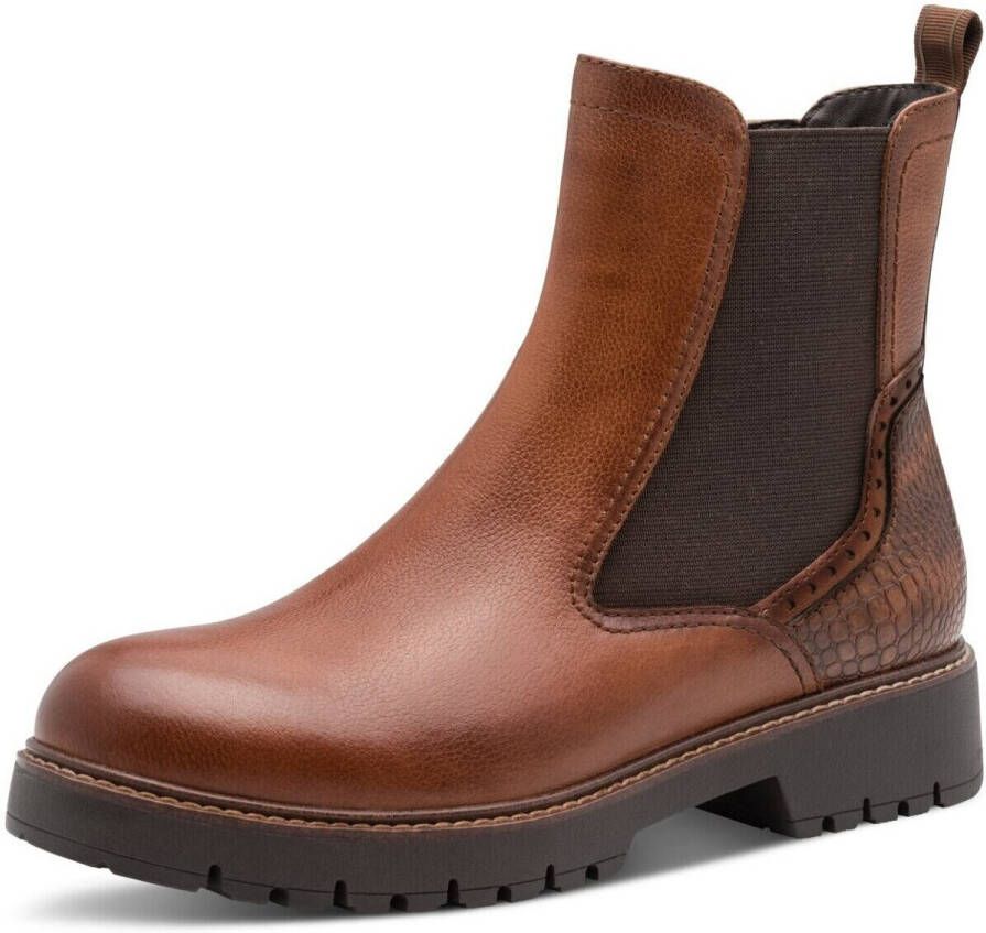 Tamaris Chelsea-boots blokhak enkellaarsjes met contrast-frame-naad